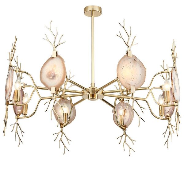 

chandeliers luxury agate copper gold e14 led chandelier metal antlers luminarias pendant lighting el fixtures collection