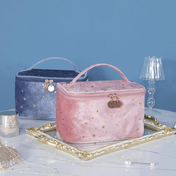 

velour makeup bags for women organizer pencil cases bag star bronzing cosmetic travel toiletry tote &