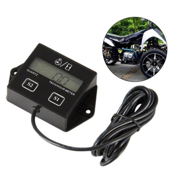 Timer LCD Digital Auto Motor Tachometer Stundenzähler mit induktivem Draht für austauschbare Batterie Motorrad