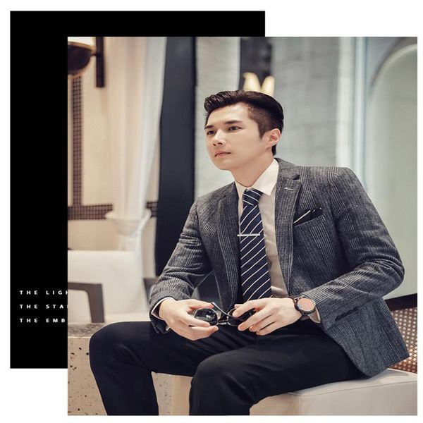 

men's suits & blazers dyb&zacq 2021 arrival wool stripe casual blazer men fashion slim fit plus size suit woolen coat 3 color m, White;black