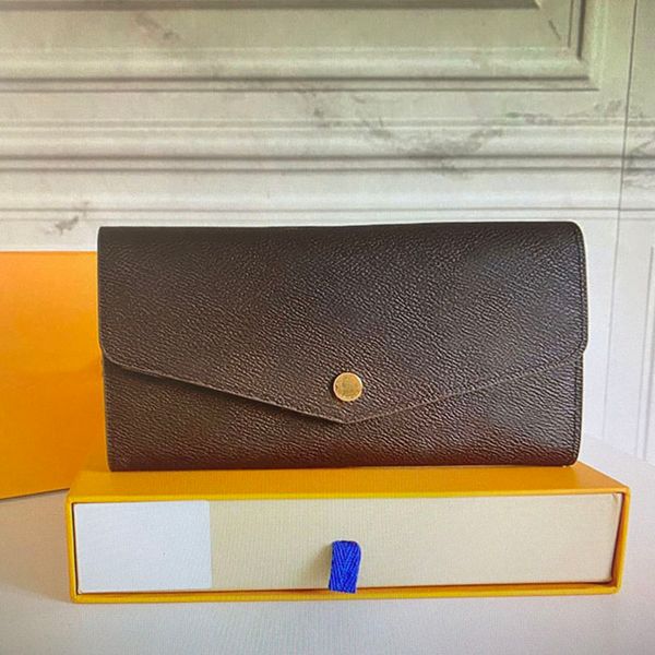 

m60531 sarah wallet fashion woman long envelope flap wallets luxurys key card coin holder purse leather mini n60114 clutch with box, Red;black