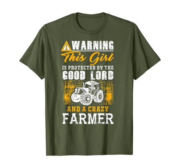 

farmer warning this girl is protected by good lord and a t-shirt, White;black