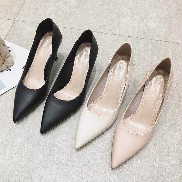 

dress shoes french women's high heels 2021 autumn and winter pointed toe fashion girl single, Black