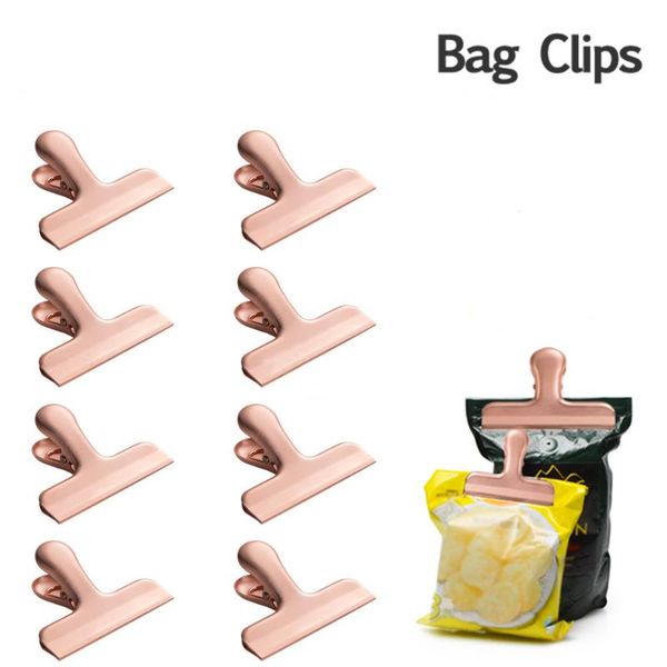 

10pcs storage stainless steel chip bag clips kitchen sealing fresh seal clamp clip