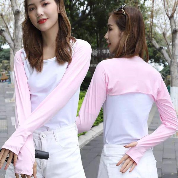 

five fingers gloves summer silk sunscreen women' anti uv shoulder arm sleeves men' half finger long sports cycling driving mitte, Blue;gray