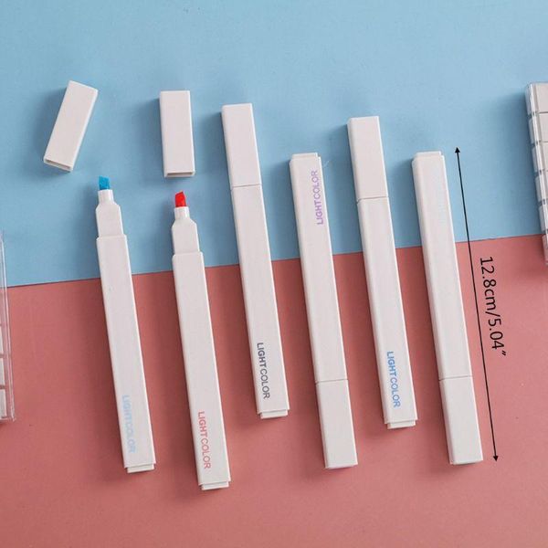 

6pcs super soft highlighter marker pens set water based ink morandi pastel colors brush tip for drawing painting journal highlighters, Black;red