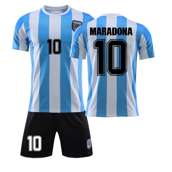 

argentina football '86 maradona jersey king classic uniform children's suit, Black;white