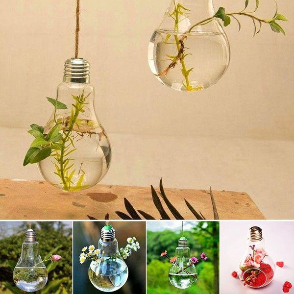 

vases light bulb shape glass hanging hydroponic plant container wedding decoration home wall ornament s flowers