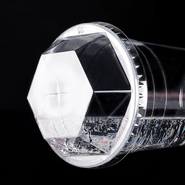 

disposable cups & straws 50 sets net red 95 caliber rhombus lid creative transparent plastic hexagonal cover party milk tea drink cup with