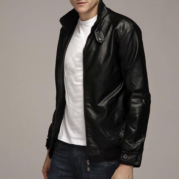 

men's jackets windproof faux leather jacket coat outerwear men, Black;brown