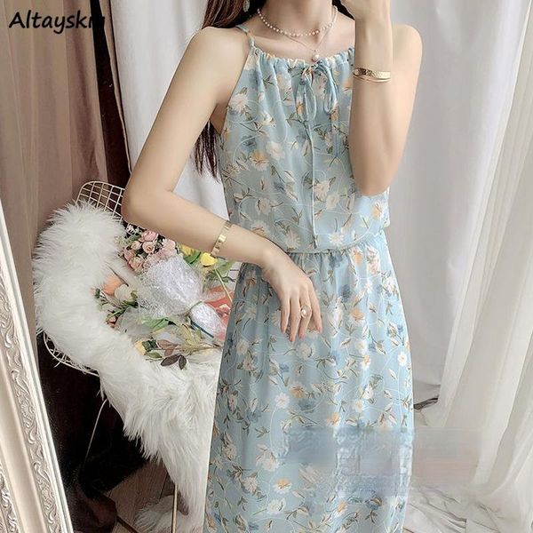 

casual dresses women elegant sleeveless high waist temperament print korean style loose summer female vestidos all-match trendy, Black;gray