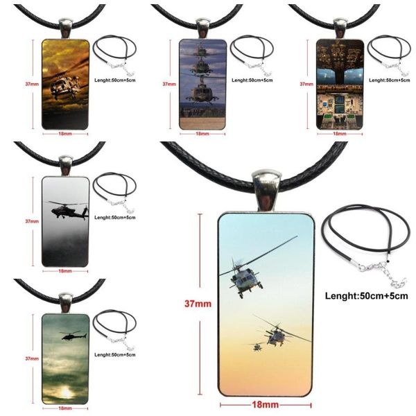 

pendant necklaces army helicopters flight sunset for wedding glass cabochon jewelry steel color with long choker rectangle necklace, Silver
