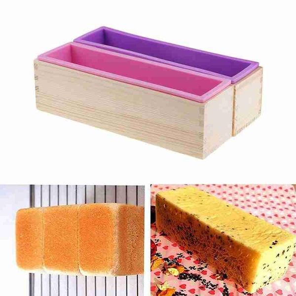 

craft tools 1pc silicone soap mold rectangular wooden box with flexible liner for diy handmade loaf mould making