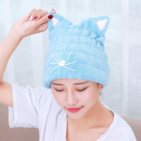 

towel lovely cat soft drying bath strong absorbing quick dry hair hat cap microfiber shower coral velvet wrap
