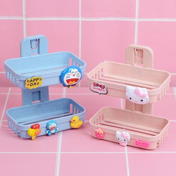 

hooks & rails kitty doraemon soap holder box drain dish bathroom storage rack suction wall punch paste