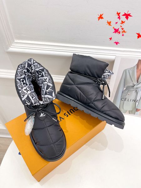 

2022 winter women dress boots high heels design leather boot knitted sock-like flats biker luxury designer shoes tall ankle booties with log, Black