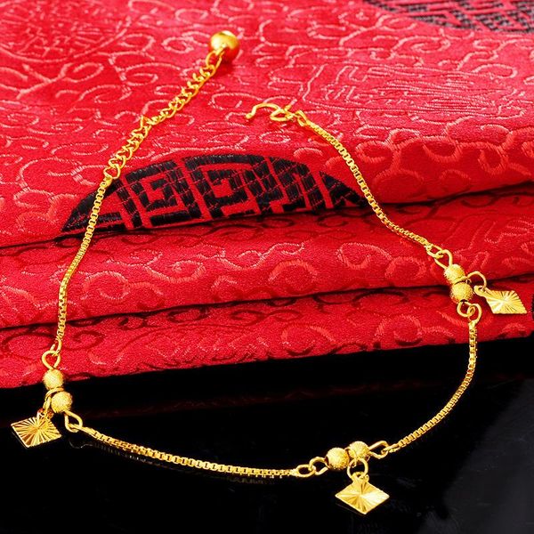 

link, chain vietnam sand gold bells anklets concise fashion chic box bracelets jewelry designs for women, Black