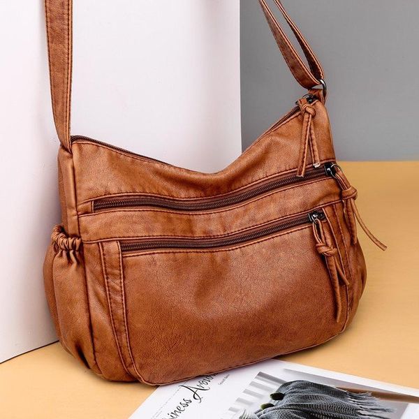 

evening bags 2021 shoulder bag for women soft pu leather crossbody multi-pocket messenger large capacity handbag lady purse bolsa