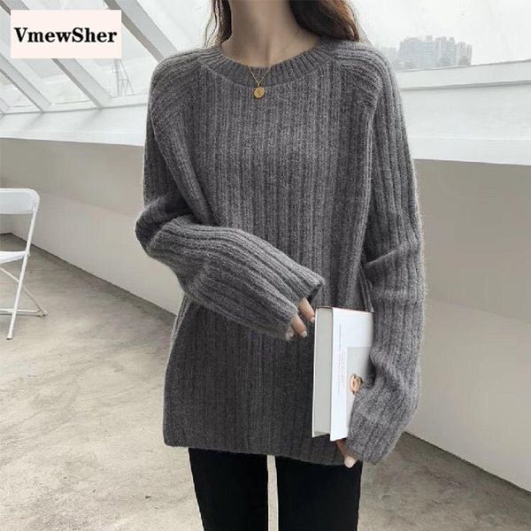 

women's sweaters vmewsher autumn winter women sweater solid knitwear pullover bottoming shirt fashion 2021 o-neck long sleeve warm knit, White;black