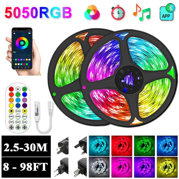 

strips led strip light bluetooth rgb flexible ribbon tape lamp background diode decoration for teen room 12v 2.5-30m neon leds
