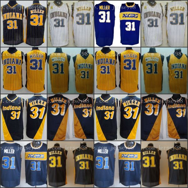 

indiana pacers men 31 reggie miller men retro basketball jersey, Black