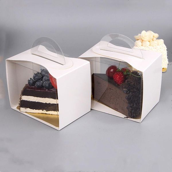 

50pcs/set transparent white melaleuca cut pieces cake box mousse pastry takeaway portable gift packaging party supplies wrap