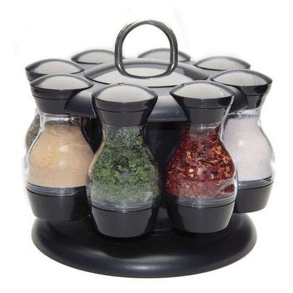 

storage bottles & jars 8 jar rotating spice rack carousel kitchen holder condiments container seasoning bottle set