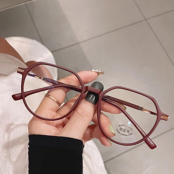 

fashion sunglasses frames 2021 vintage red polygon anti-blue glasses women luxury optical transparent eyeglasses frame female spectacles, Black