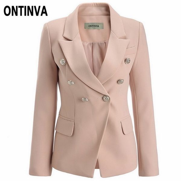 

women designer blazer jacket office lady suit slim double breasted business female outer coat autumn outwear plus size 3xl 210527, White;black