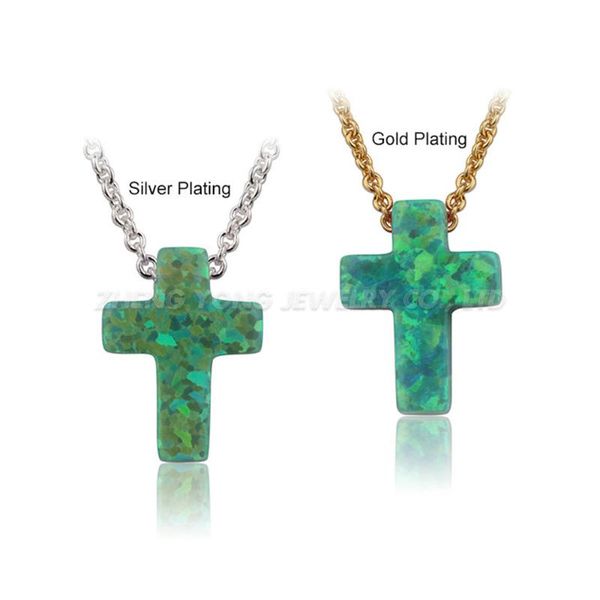 

fashion opal necklace synthetic cross pendant for gifts necklaces, Silver