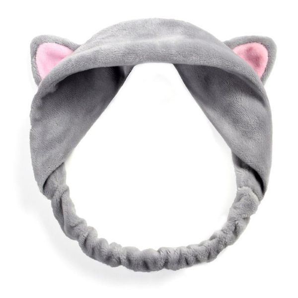 

hair accessories women ears tools elastic headbands party makeup hairband face wash headdress cute cat life, Slivery;white