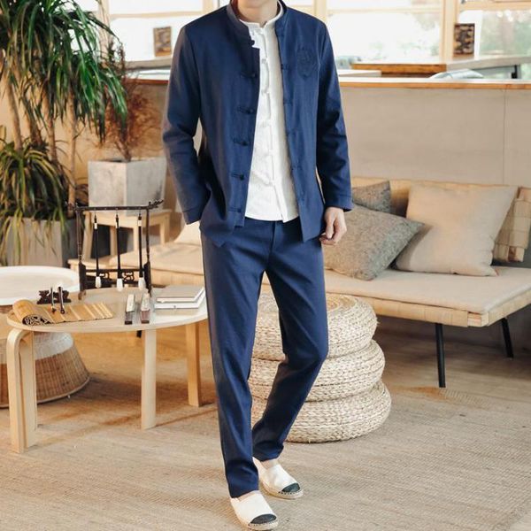

men's suits & blazers 2021 mens chinese tunic collar bridegroom suit formal wear dress slim fit male groom wedding blazer+pants men xxx, White;black