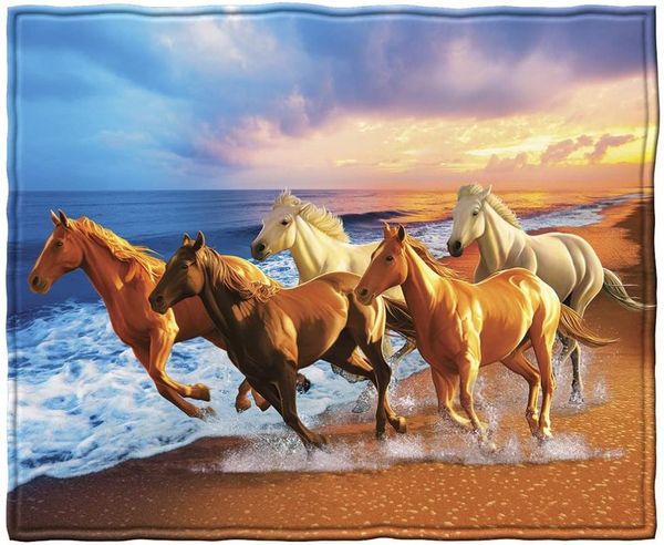 

blankets direct horses on the beach super soft plush fleece throw blanket