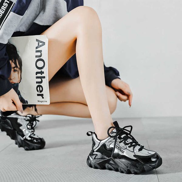 

leather daddy sho women's 2021 spring and autumn korean version versatile thick bottom suction film psh sneakers