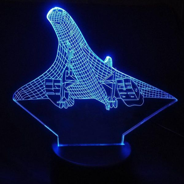 

night lights 7 color creative 3d illusion vision airplane light desk table lamp usb baby sleep lighting home deocr