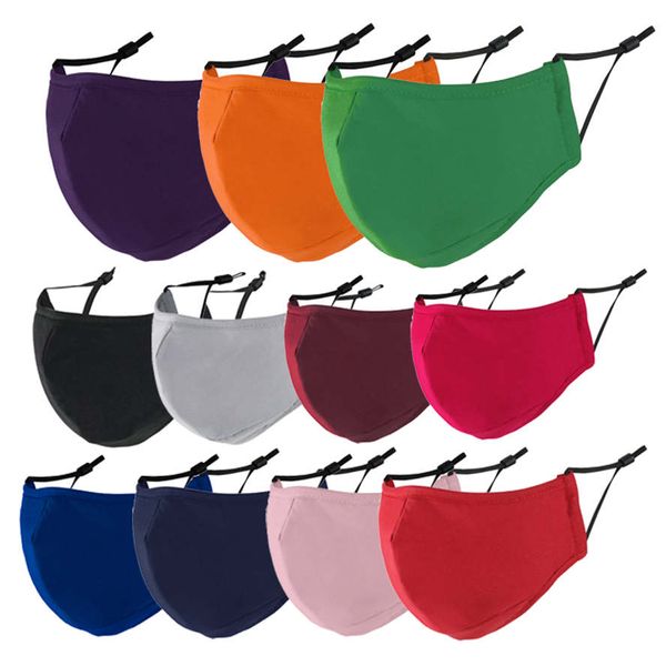 maschera per il viso in cotone a 3 strati antipolvere traspirante nero blu verde rosso grigio arancione maschere per uomo donna lavabile anti-foschia maschera facciale PM2.5