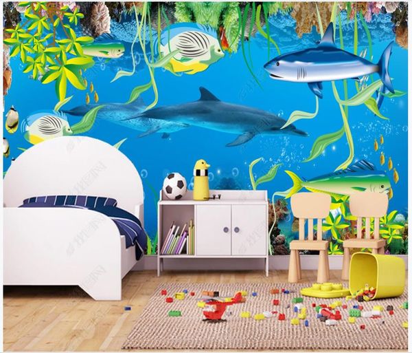 Carta da parati personalizzata per pareti per muri 3d foto sfondi murali Dream moderno Dream Camera per bambini Sott'acqua Dolfino Pesce Decorativo Pittura Della Parete Papers Home Decor