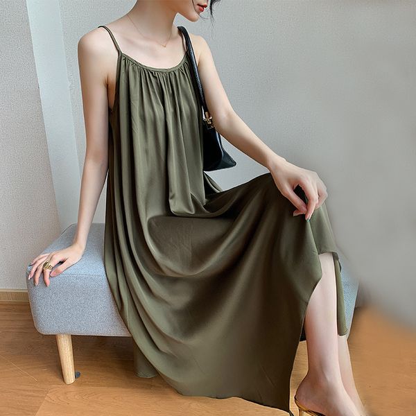 

casual dresses summer vintage for women loose solid suspender elegant irregular hem vestidos femme streetwear 9r0e, Black;gray