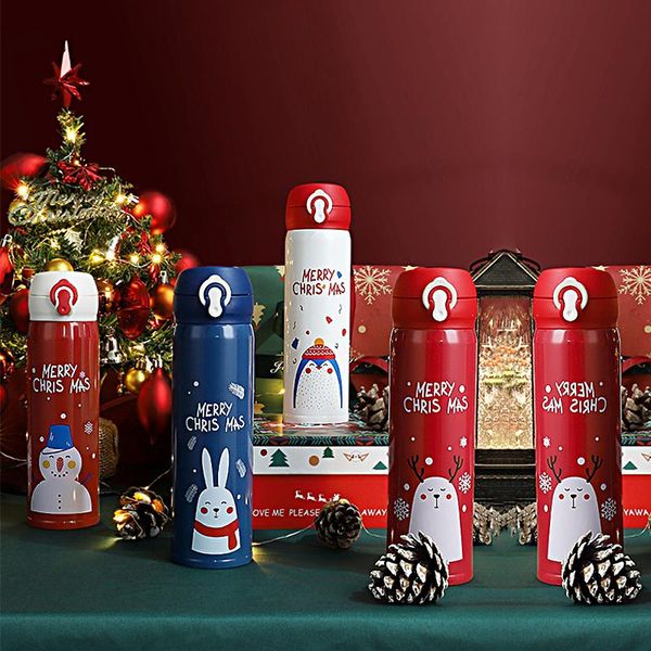

water bottles year christmas elements stainless steel bounce vacuum flask thermal mug coffee tea thermo bottle gift portable