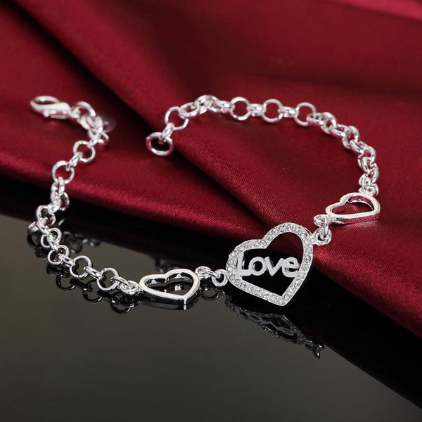 

charm bracelets silver color heart crystal for women lady cute noble nice bracelet fashion chain jewelry wedding party, Golden;silver