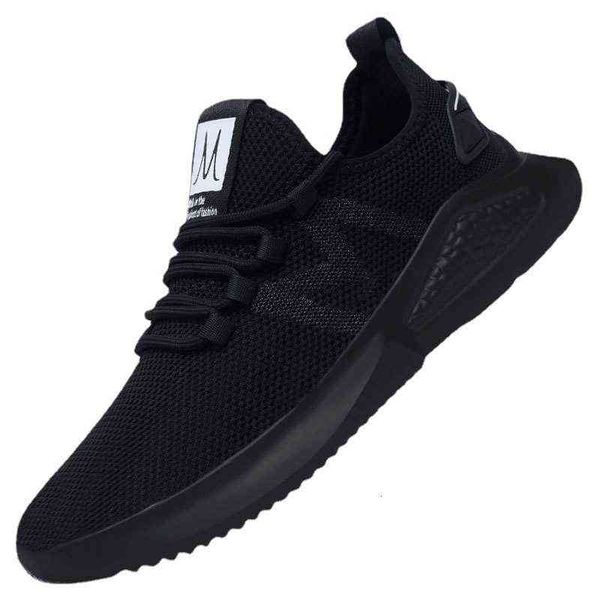 

flying woven men's shoes 2021 breathable men korean fashion running sports flying, Black