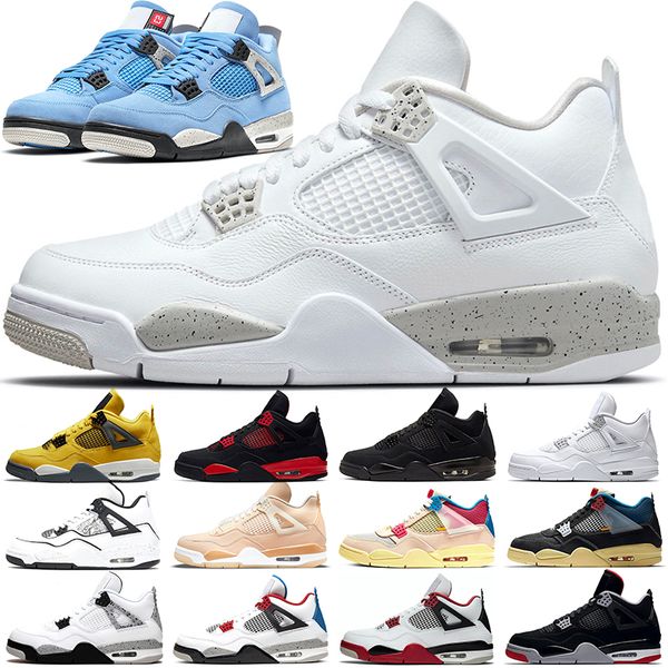 

Jumpman 4s Basketball Shoes 4 Men Women Black Cat Red Thunder Lightning University Blue White Oreo Bred Pure Money What The Mens Trainers Sports Sneakers, #3 white oreo 36-46