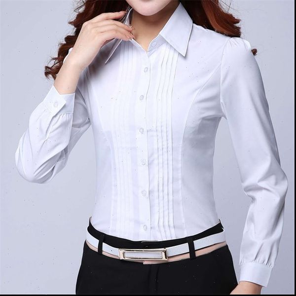 

korean office white long sleeve womens shirt plus size 5xl blusas mujer de moda