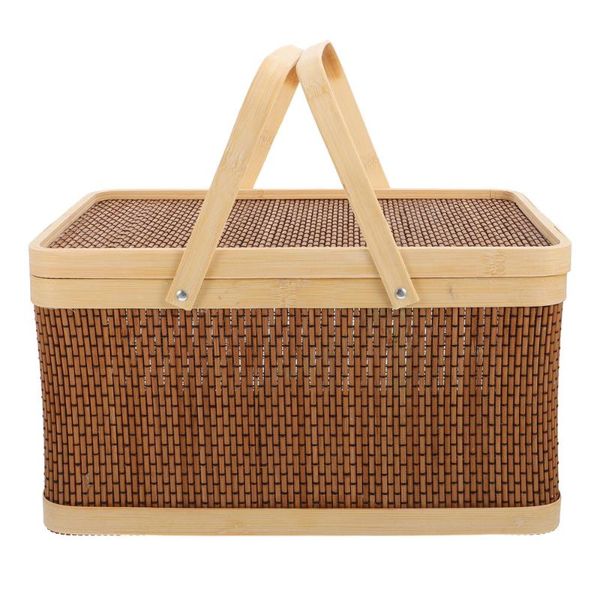 

storage baskets 1pc outdoor portable basket snack fruit packing container (brown)