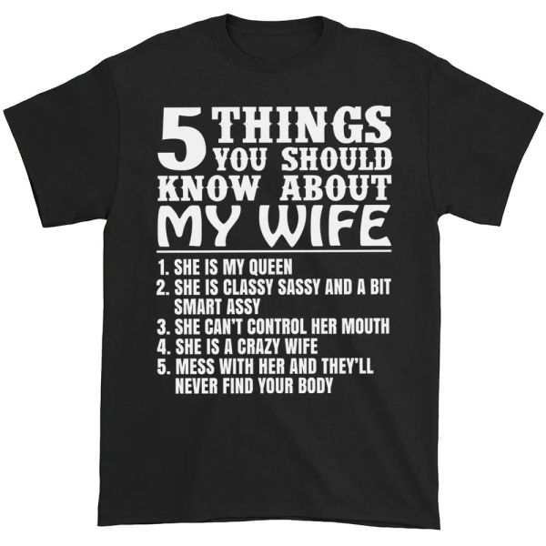 

men husband t-shirt from crazy wife funny sayings for husband joke tee gifts, White;black