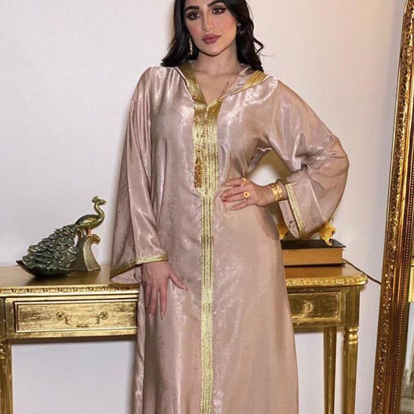 

casual dresses dubai arabic muslim abaya dress for women fall 2021 champagne moroccan kaftan hooded robe turkish islamic jalabiya, Black;gray