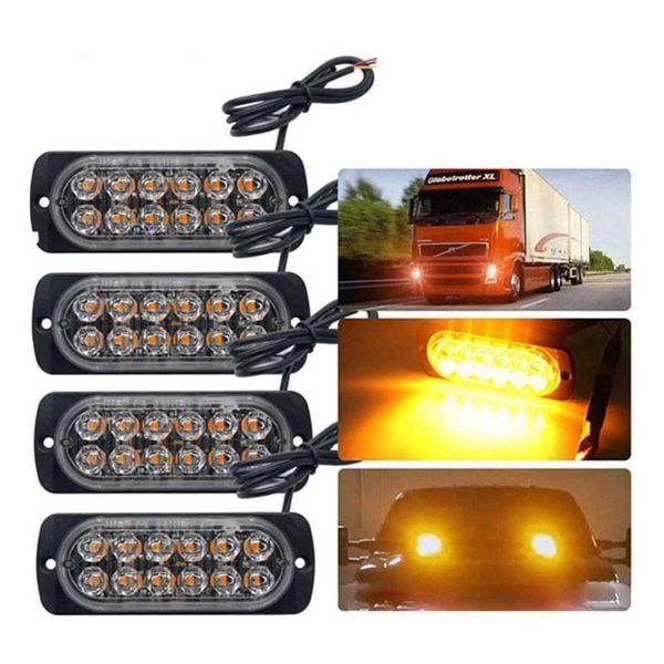 

headlamps 4pcs 12 led strobe light car motorcycle truck emergency side marker warning flasher lights assembly 3