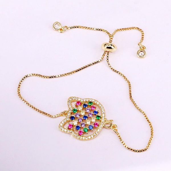 

3pcs, crystal jewelry copper chain colorful rainbow zirconia bracelets fashion charm cz micro pave for women link,, Black