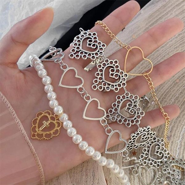 

pendant necklaces heart chain choker necklace for women collar goth aesthetic jewellery christmas party girl halloween chocker, Silver