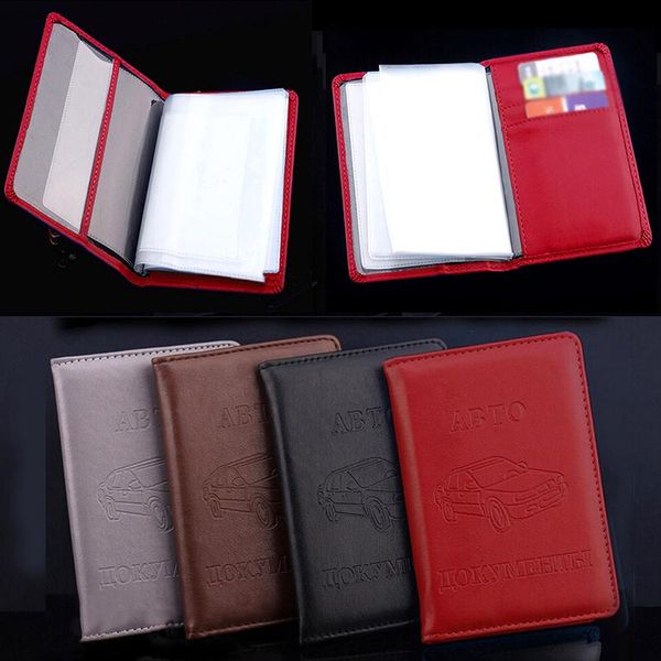 

card holders pu leather cover car driving documents holder russian auto driver license bag purse wallet case red blue, Brown;gray